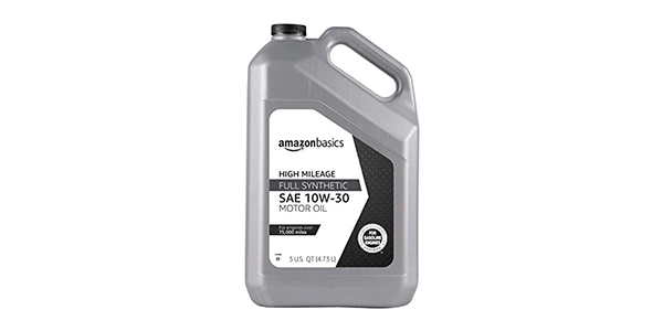 AmazonBasics High Mileage Motor Oil, Synthetic Blend, 10W-40 5 Quart